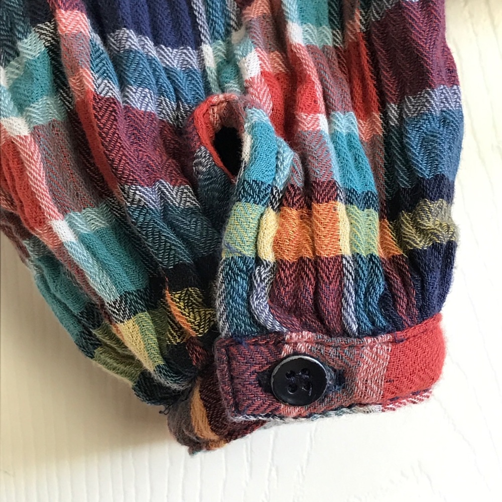 Free People Siena Plaid Pullover in Blue  Ruffled - Picture 7 of 10